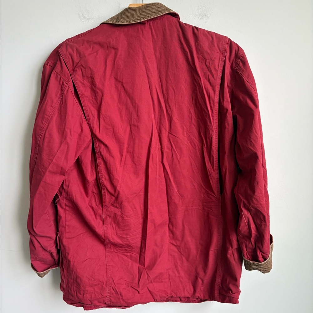 Vintage J.Crew Red Barn Jacket Corduroy Collar Plaid Lined Field Coat Small - Picture 5 of 5